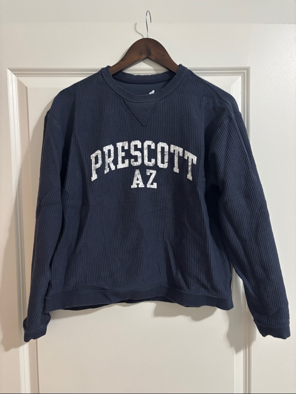League Navy Crewneck Sweatshirt with White Logo